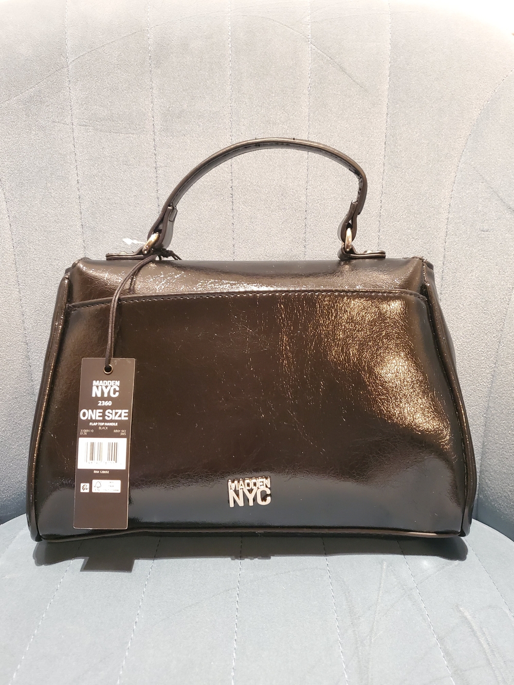Madden NYC Black Patent Top-Handle Crossbody Bag
